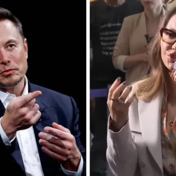 Janja durante seu discurso no G20 Social, com Elon Musk ilustrado ao fundo, simbolizando a polêmica entre os dois.