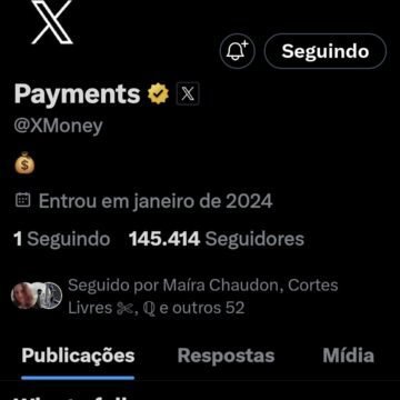 Um close-up de um smartphone mostrando o logo do X (antigo Twitter) e um gráfico de criptomoedas ao fundo.