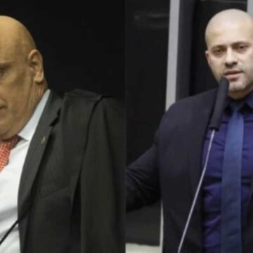 Daniel Silveira em coletiva na Câmara dos Deputados, demonstrando um semblante sério e determinado.