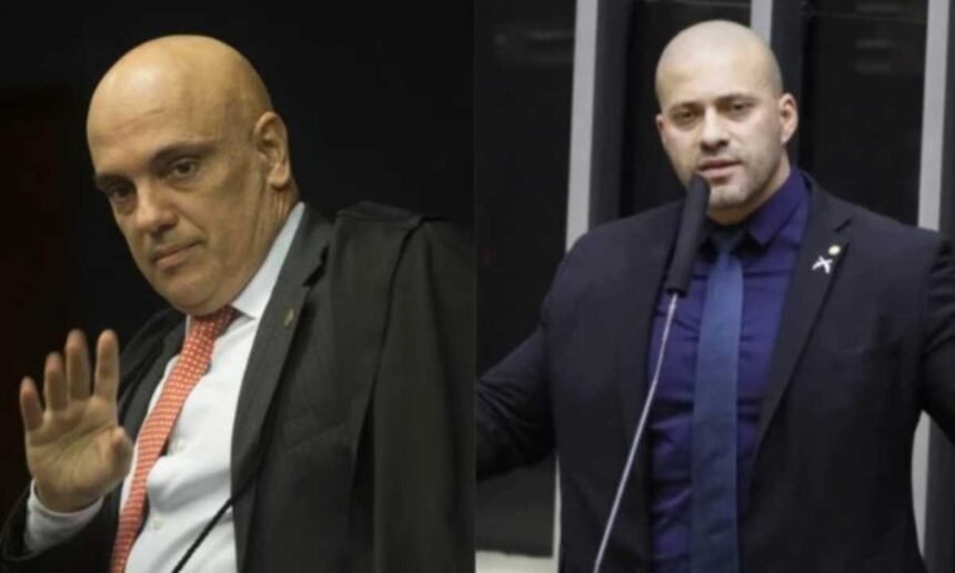 Daniel Silveira em coletiva na Câmara dos Deputados, demonstrando um semblante sério e determinado.